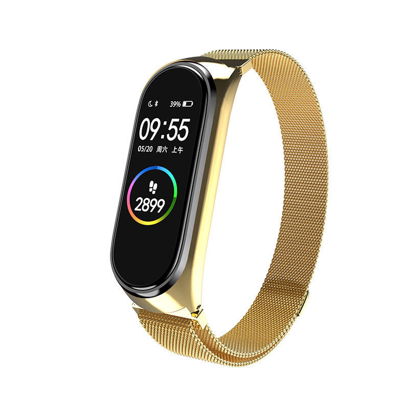 

Mi band 4 ремешок металлический миланская петля золотой