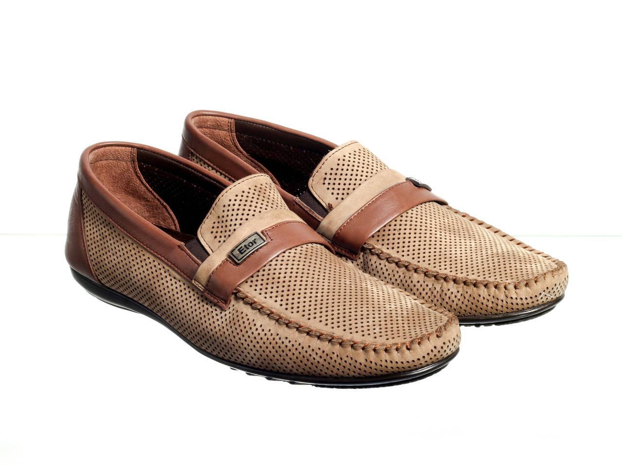 

Мокасини Etor 12824-11601-755 бежевий+коричневий