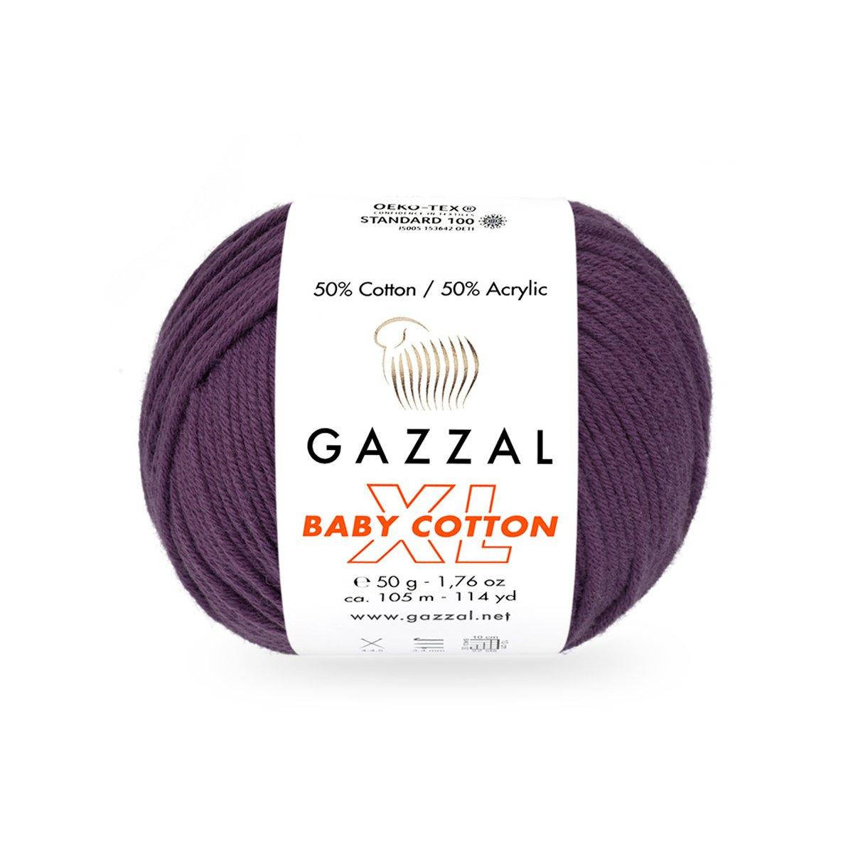 

Пряжа GAZZAL Baby cotton XL 3441 Баклажан (Газзал Беби Коттон XL), Розовый