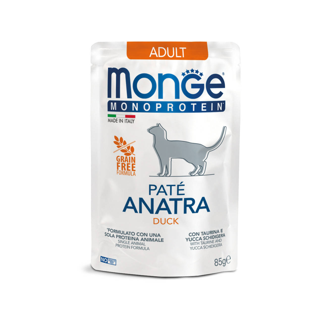

Monge Cat Monoprotein Adult Мясной паштет для взрослых котов с уткой 85 гр