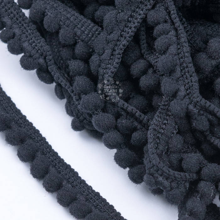 

Тесьма с бархатными мини-помпонами 5 мм чёрного цвета, Графитовый