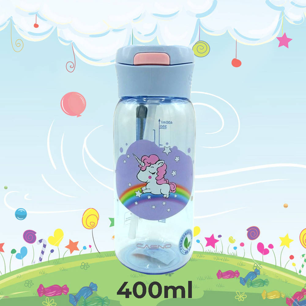 

Пляшка для води CASNO 400 мл KXN-1195 Бузкова (Єдиноріг) з соломинкою