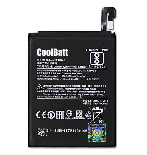 

Батарея CoolBatt дляXiaomi BN45 (Redmi Note 5 / Note 5 Pro) 4000 мА*ч