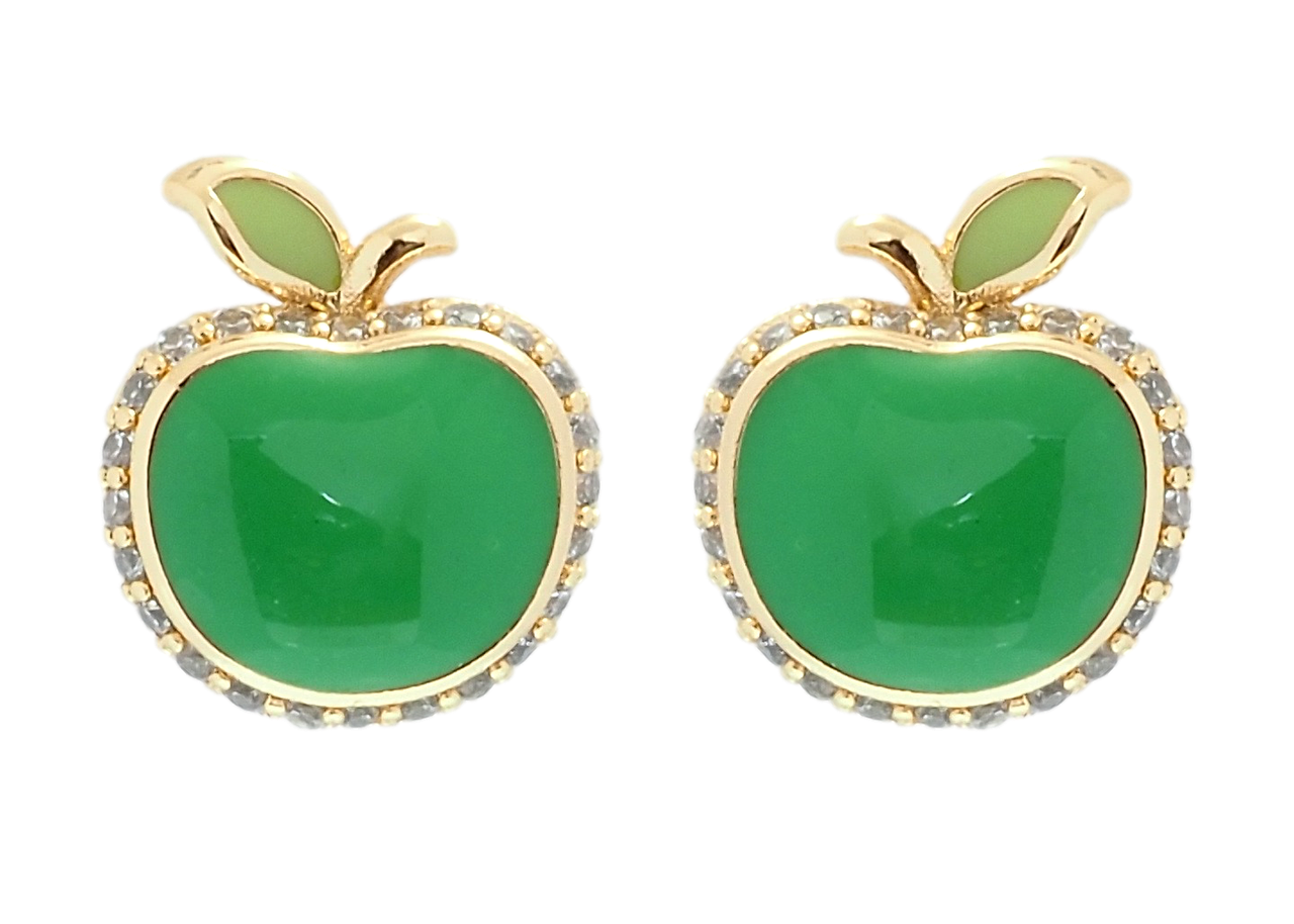 

Серьги Xuping Позолота 18K гвоздики (пусеты) "Яблочки с цирконием и эмалью"