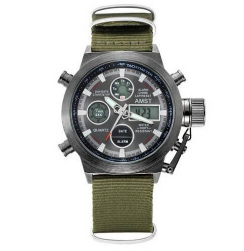 

Армейские мужские часы AMST 3003C Black-Black Green Wristband