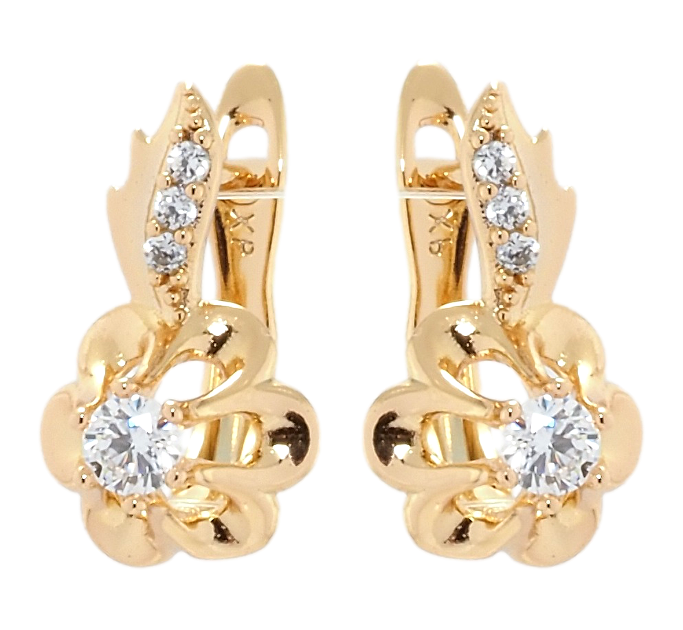 

Серьги Xuping Позолота 18K английский замок "Цветочки с цирконием"