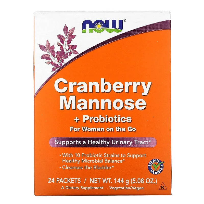 

D-манноза с клюквой и пробиотиками NOW Foods "Cranberry Mannose + Probiotics" (24 пакетика по 6 г)