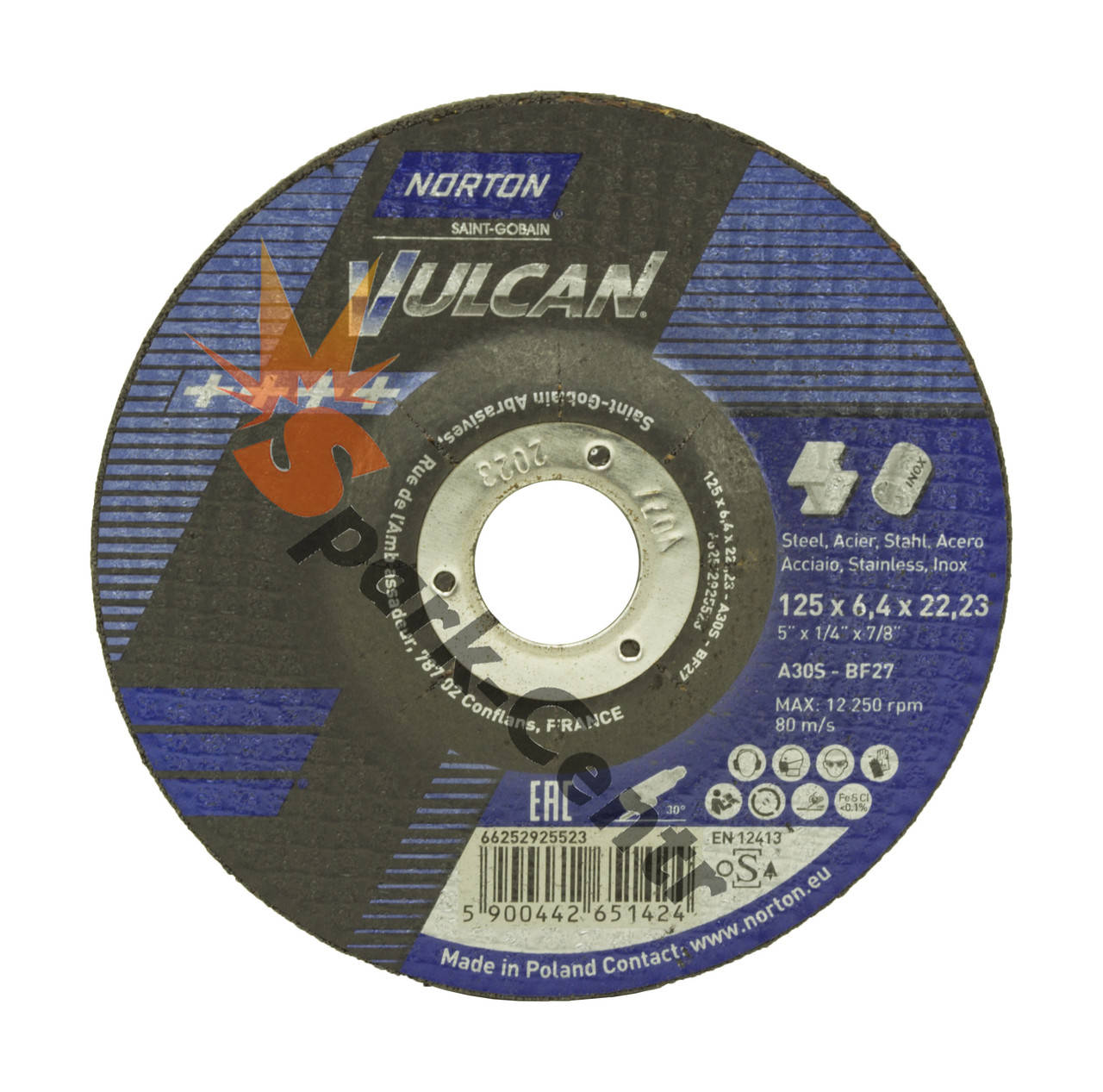 

Круг зачистной по металлу с чашкой 125x6,4x22,23 NORTON VULKAN для ручных шлифмашин