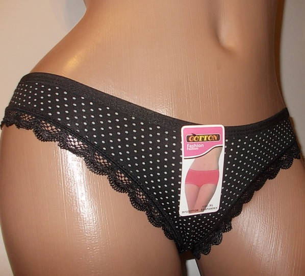 

Трусики женские хлопковые р 42 XS в горох, Черный
