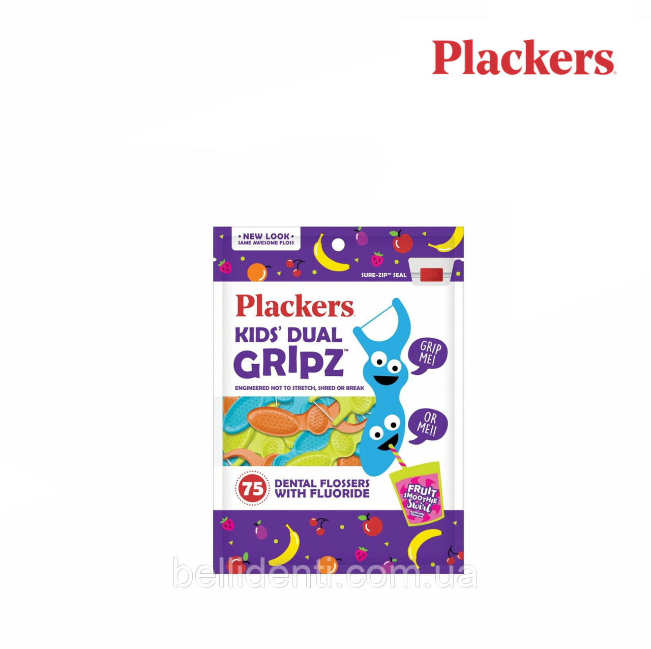 

Детские флоссы с держателем Plackers (фруктовый смузи), 75 шт