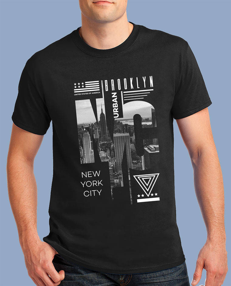 

Футболка мужская летняя с коротким рукавом и рисунком "NYC" черная