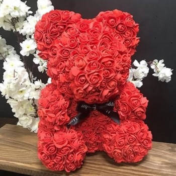 

Мишка из искусственных 3D роз 40 см