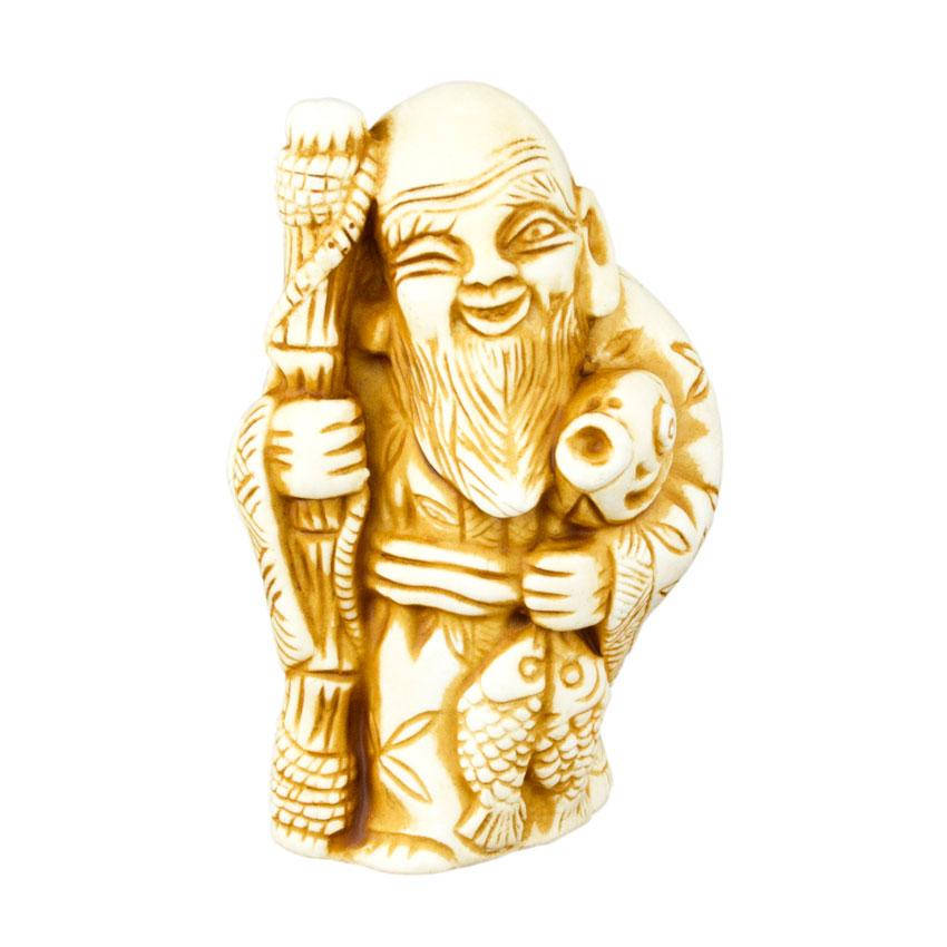 

Статуэтка Нэцкэ Эбису с удочкой Netsuke Гипс 4.2x3.1x2.6 см Бежевый (00650)