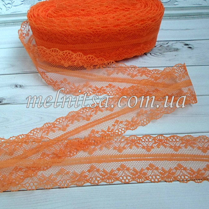 

Кружево Нежность 4 см, цвет оранжевый, Белый