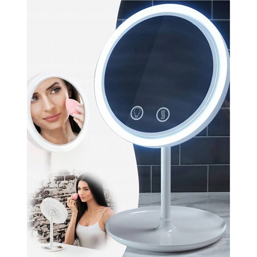 

Круглое зеркало с подсветкой и подставкой Beauty Breeze Mirror, Белый