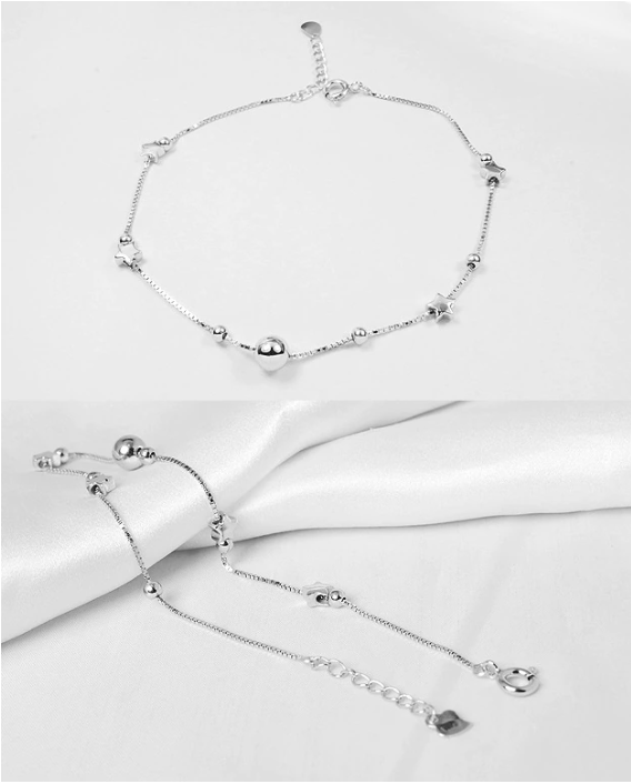 

Браслет на ногу, как на фото, стерлинговое серебро 925 (не темнеет)