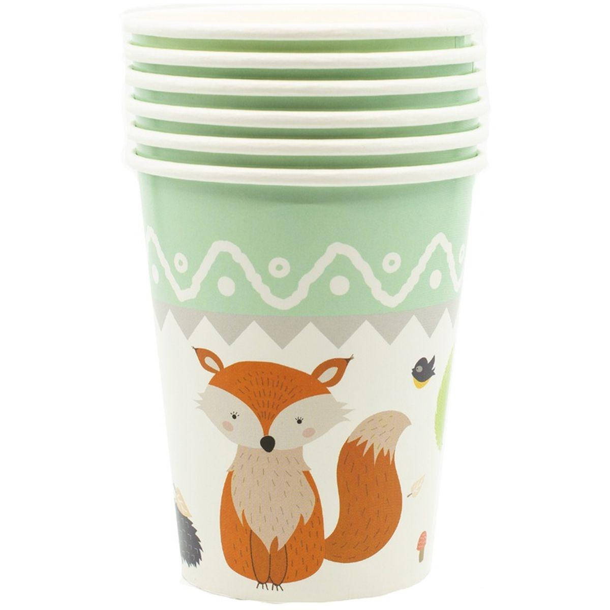 

6 шт./уп. 250 мл набор стаканов Лесные звери мятный бумажный 3901
