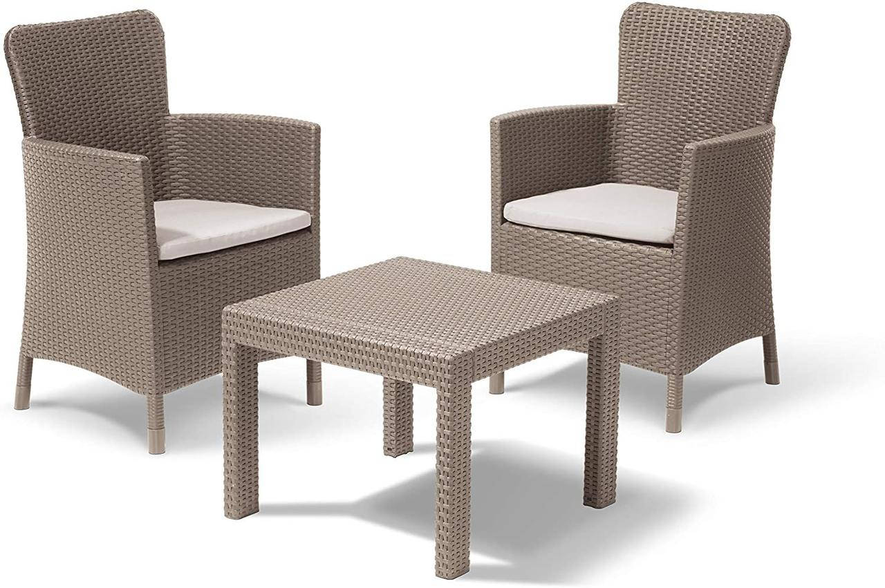 

Набор пластиковой садовой мебели (два кресла+столик) Keter Salvador Balcony Set 219451 капучино