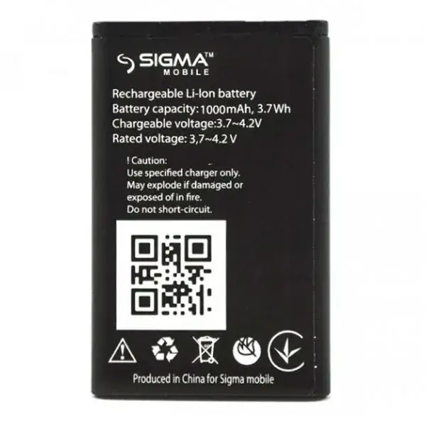 

Аккумулятор Sigma Comfort 50 Slim original 1000 mAh