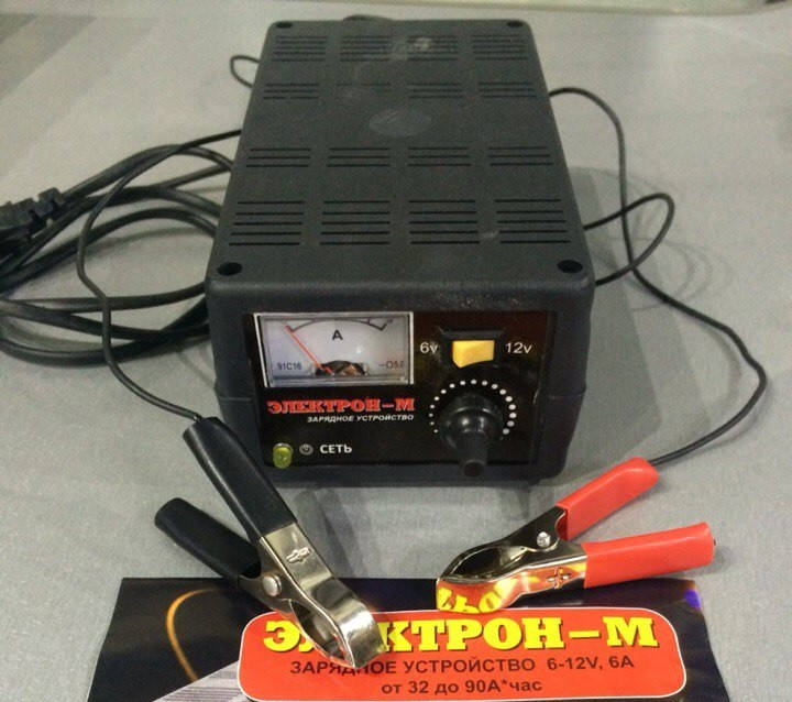 

Зарядное устройство Электрон-М 6А/6-12V/Стрелка/Регул.Силы тока/пластик