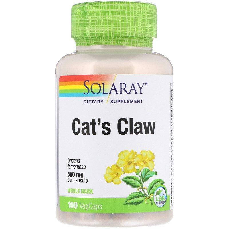 

Кошачий коготь, экстракт коры, Cat's Claw, Solaray, для веганов, 500 мг, 100 капсул