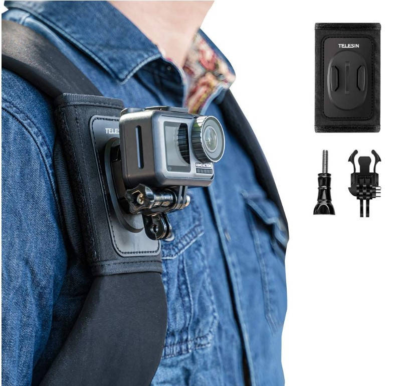 

Крепление на рюкзак Telesin для экшн камер GoPro,Xiaomi,SJcam и других камер, Черный
