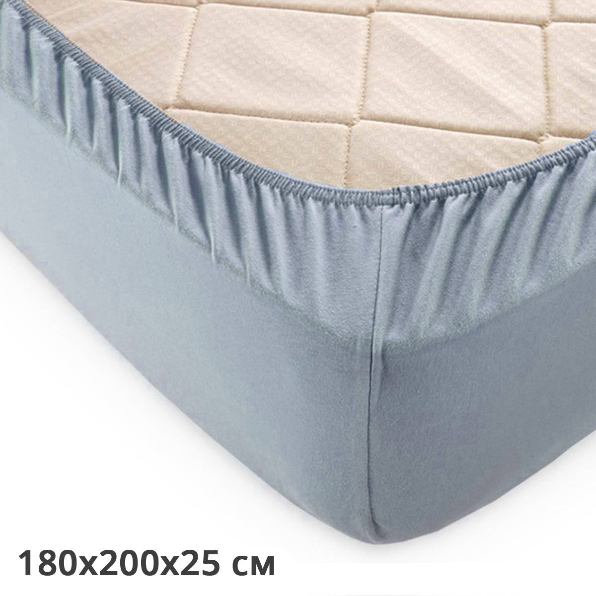 

Простынь на резинке трикотажная GM TEXTILE 180х200х25см 120г/м2 (Серый)