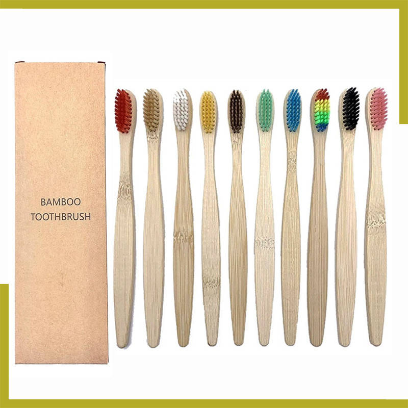 

Деревянные зубные щетки - 10 штук (комплект) / Бамбуковые, разные цвета