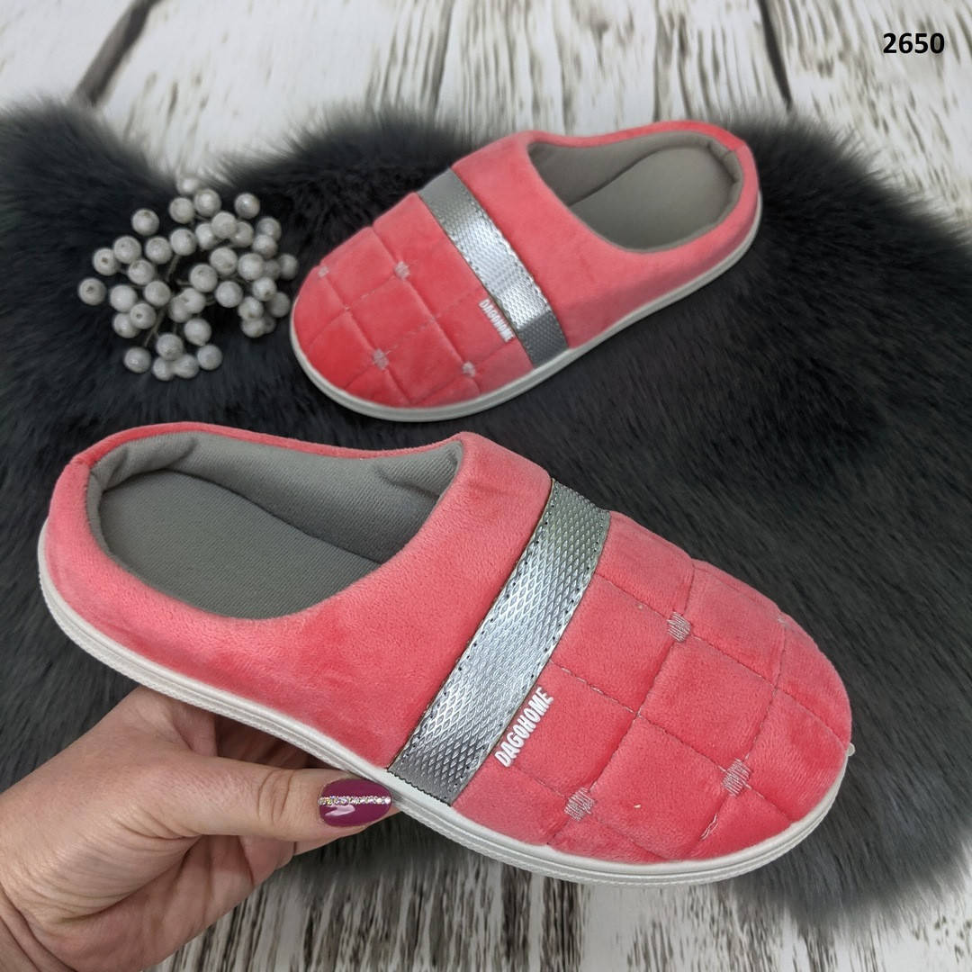 

Тапочки домашние женские теплые Dago Style коралловые, Оранжевый