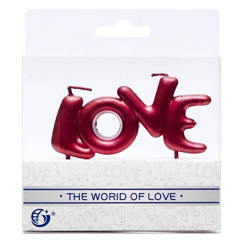 

Свечи для торта "LOVE" хром, марсала