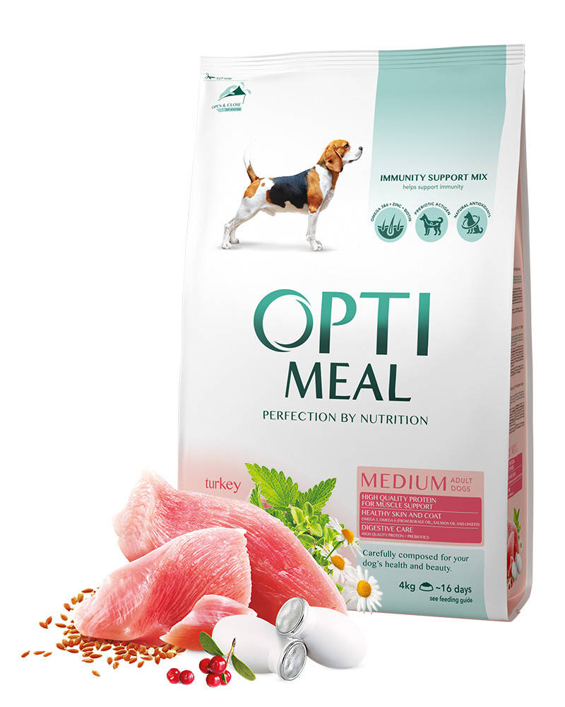 

Optimeal Medium Adult Dog 4кг- корм для собак средних пород с индейкой