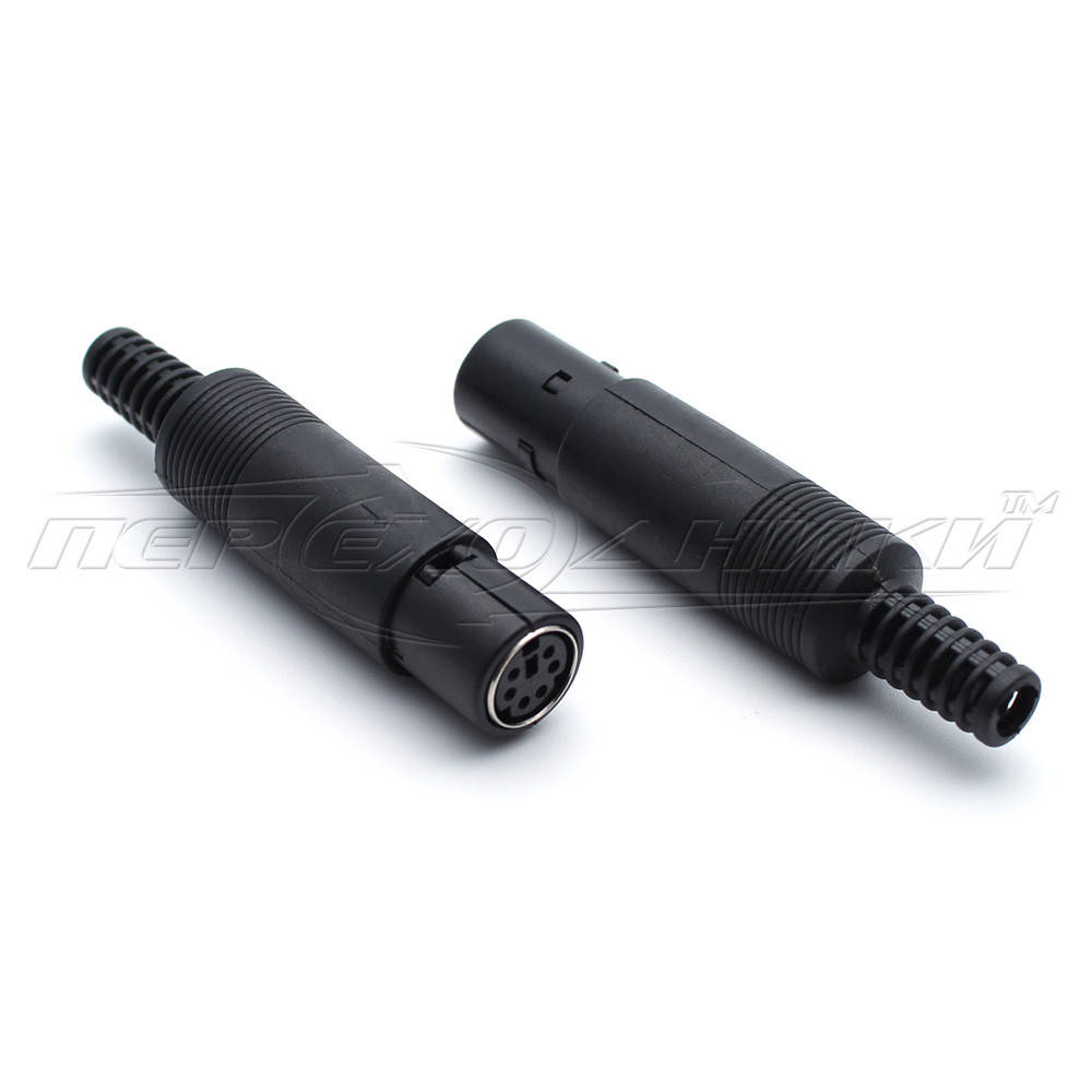 

Разъем гнездо mini DIN 6 pin на кабель (пластик), Черный