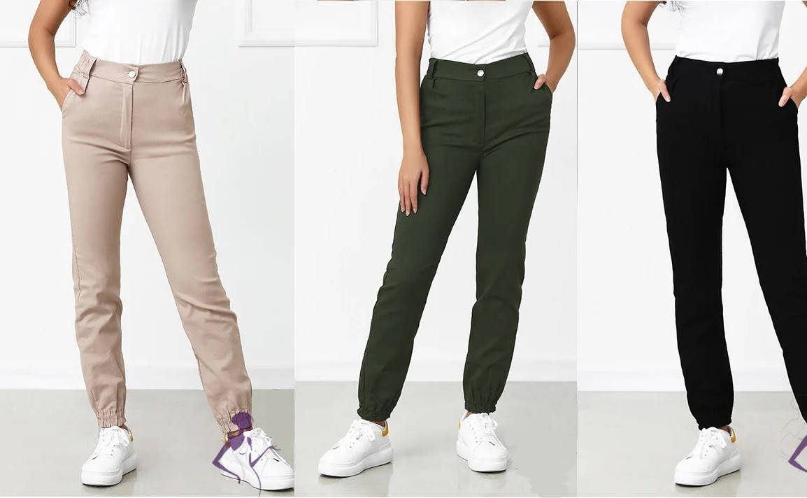 

Брюки-джоггеры женские "Bruno" (бежевые, хаки, черные) хаки, 46