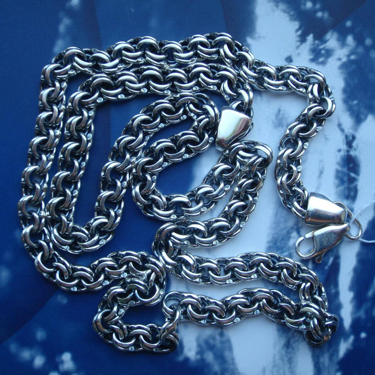 

Серебряная цепочка, 650мм, 38 грамм, Бисмарк, чернение