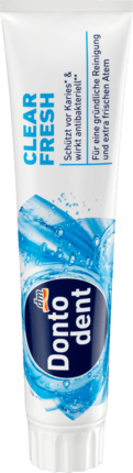 

Зубная паста Dontodent Clear Fresh 125 мл обеспечивает экстра-свежее дыхание