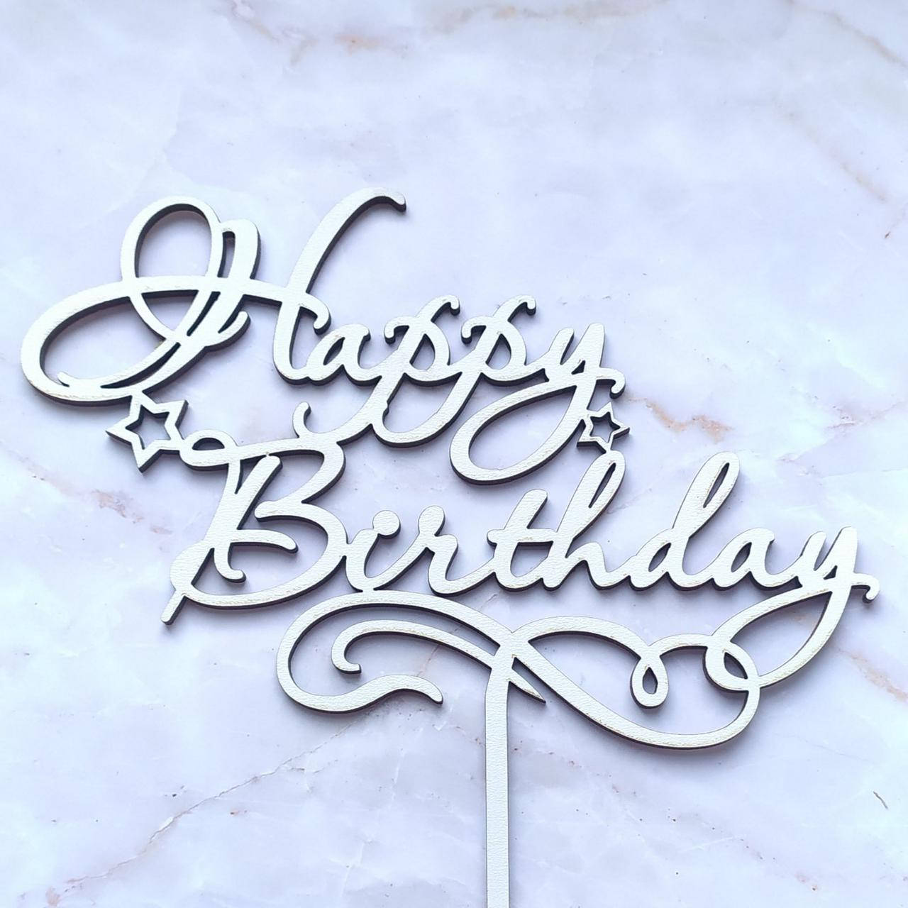 

Топер для кондитерських виробів Happy Birthday