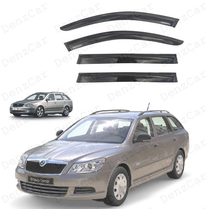 

Ветровики Skoda Oktavia II (A5) Combi 2004-2013 (на скотче)\Дефлекторы окон Шкода Октавия А5 универсал