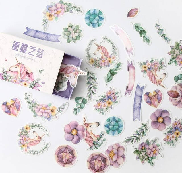 

Набор стикеров Единорожки 40 шт, Белый