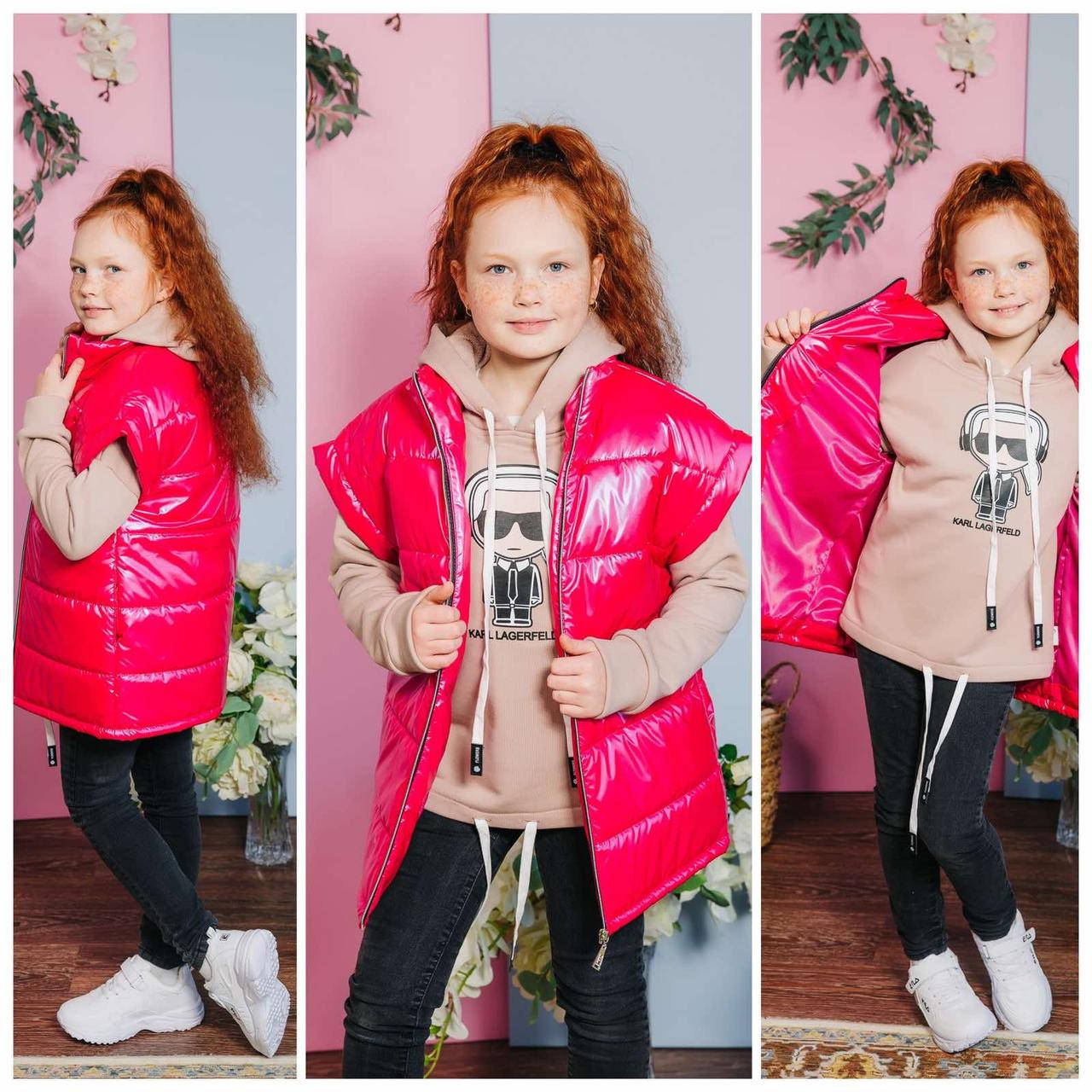 

Детская теплая жилетка для девочки Lina 134, Малиновый