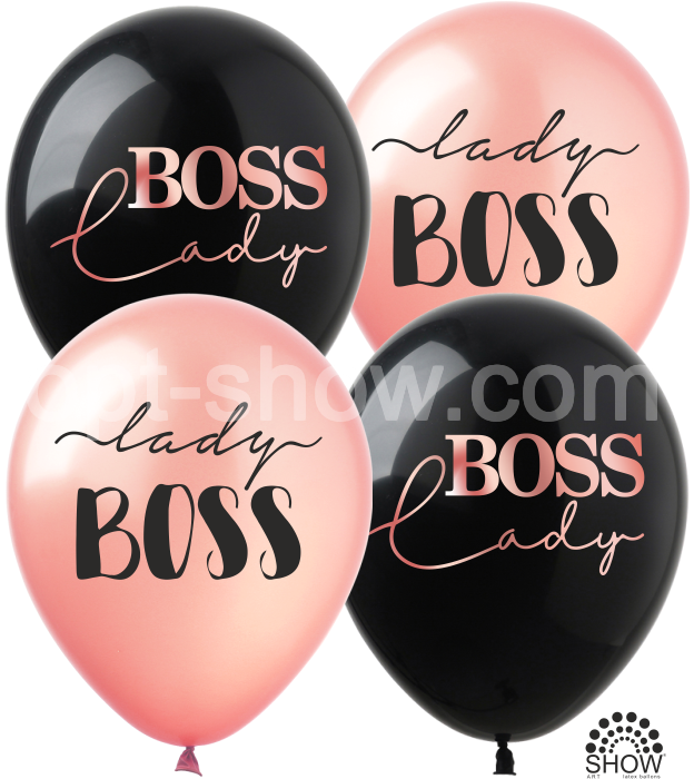 

Шары воздушные латексные Show с надписью Lady Boss 12" 30 см, 10 шт, Разные цвета