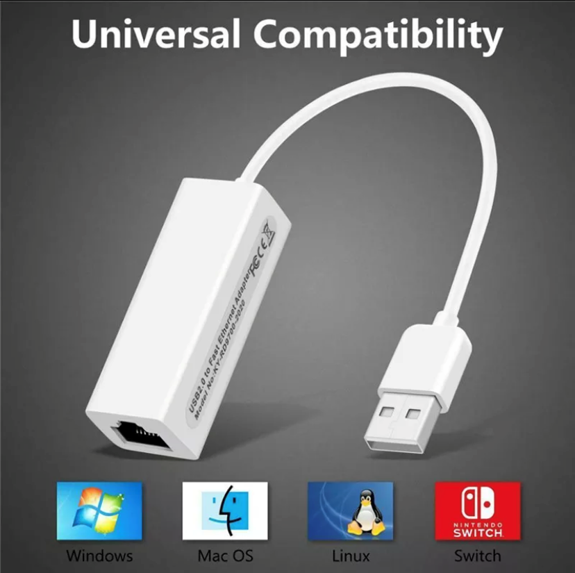 

Внешний сетевой Ethernet адаптер USB2.0 LAN Plastic USB-A 30cm Белый