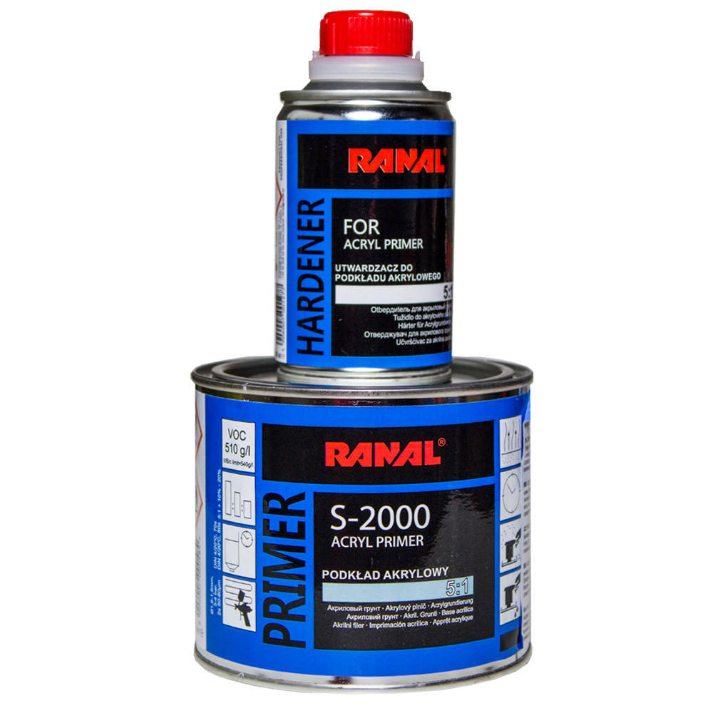 

Грунт акриловый 5+1 RANAL S-2000 0,5л комплект с отвердителем Черный