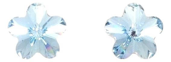 

Серьги Xuping Родий с кр-ми Swarovski гвоздики (пусеты) "Кристальный цветок Aquamarine"