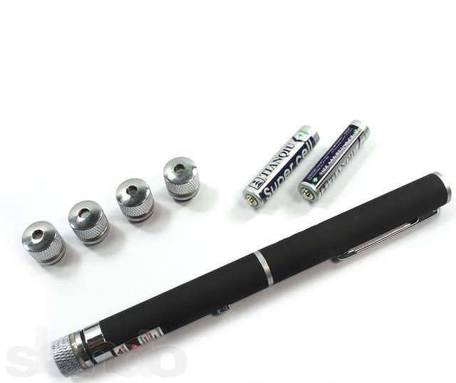 

Зеленая лазерная указка 100 мВт с 5 насадками, green laser pointer 5 in 1, мощный лазер f