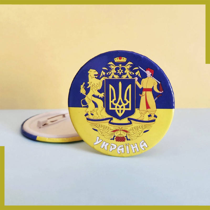 

Значок флаг Украины с трезубцем 6 см / Значки круглые