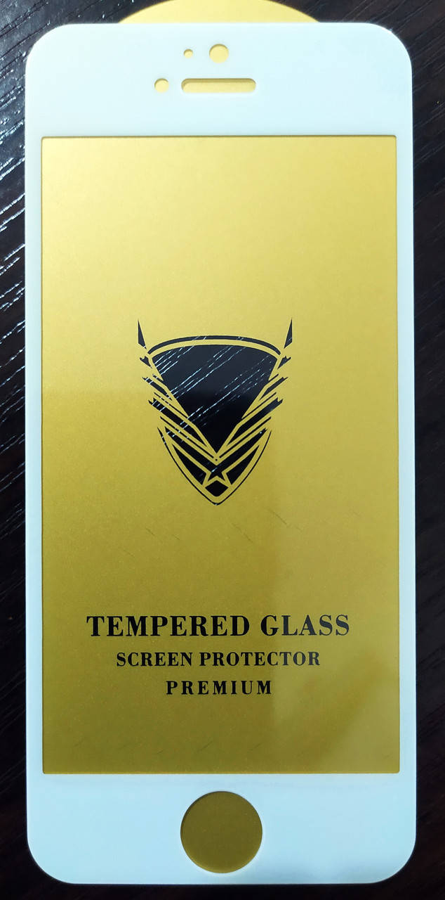 

Защитное стекло для iPhone 5 / 5s / SE полная проклейка OG Gold Armor Full Glue Белый