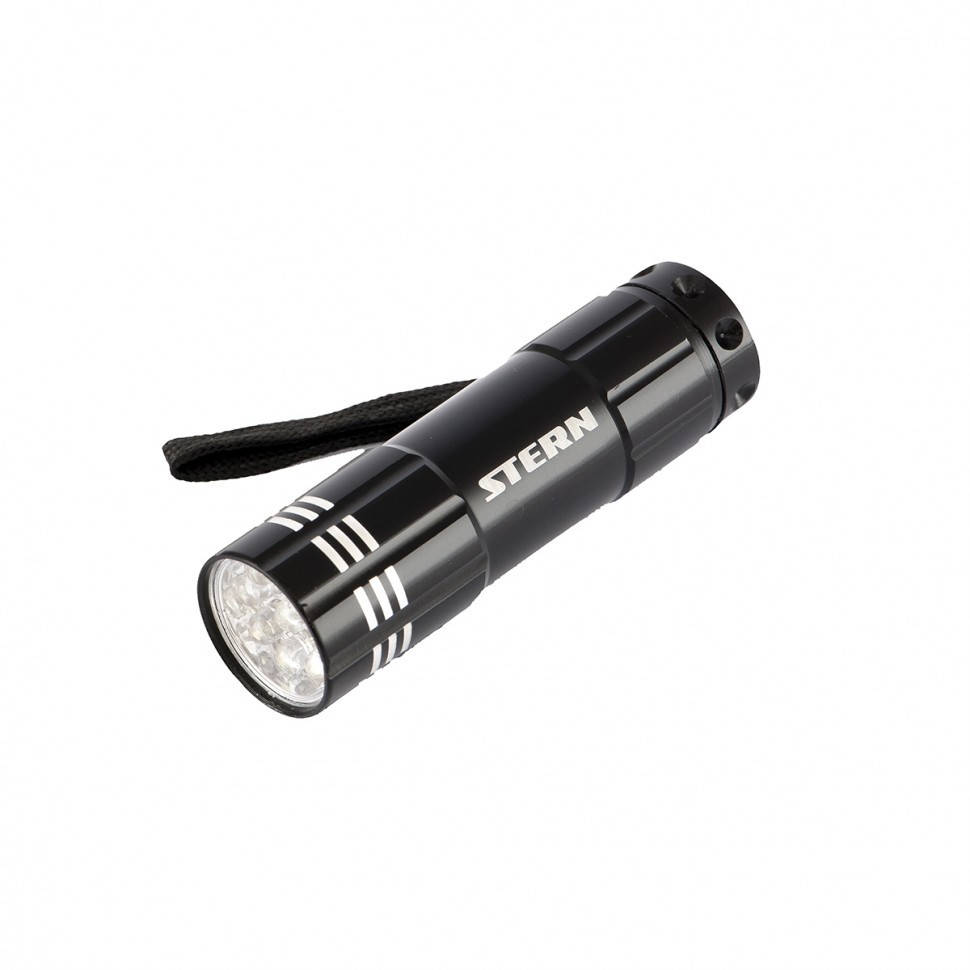 

Фонарь АЛЮМИНИЕВЫЙ черный корпус 9 LED 3хААА // Stern 90506