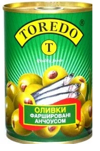 

Оливки зеленые фаршированные анчоусом Toredo 280 гр