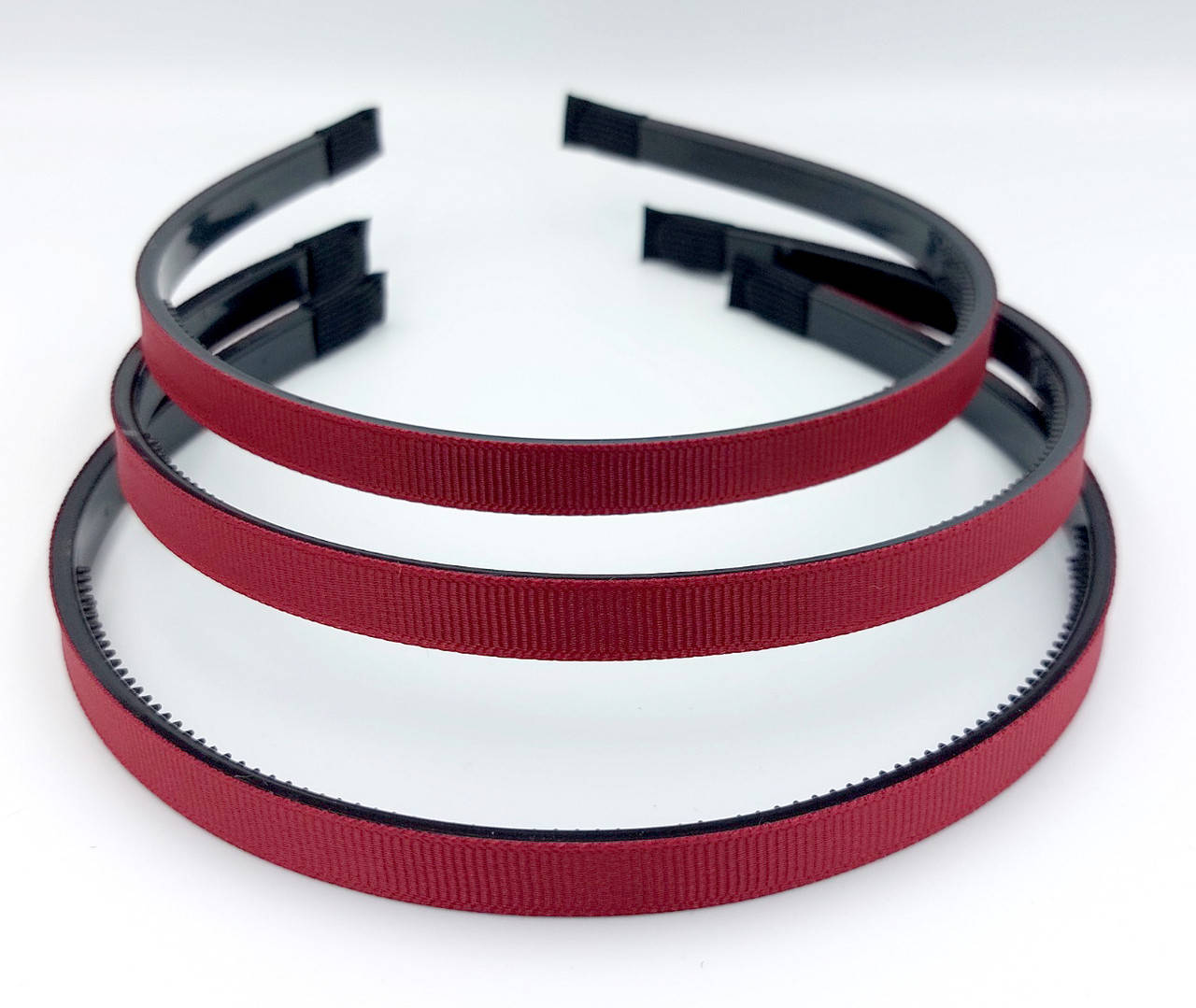 

Обруч пластик с зубчиками + репсовая лента (1см) Цвет - бордо