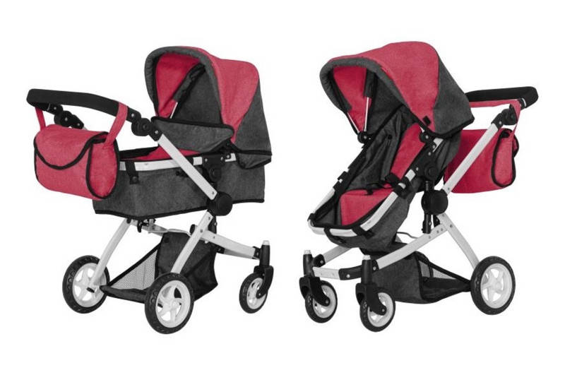 

Коляска для куклы CARRELLO MAESTRO 9651B DEEP RED 2 в 1 с сумкой, Розовый